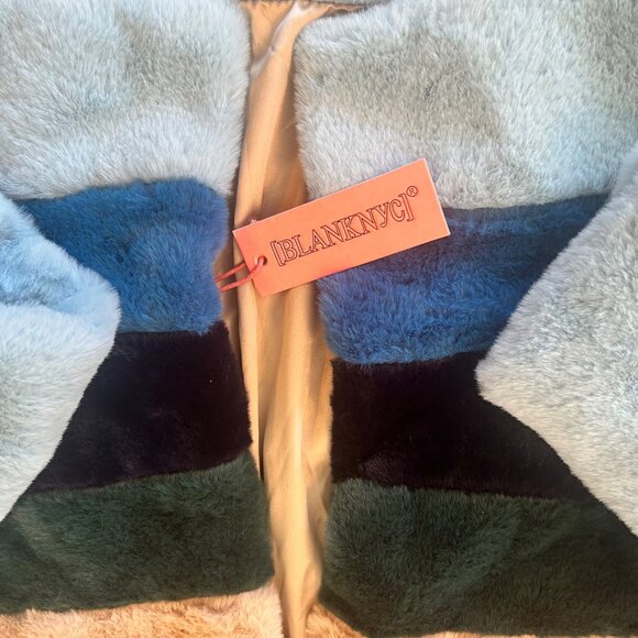 Blank NYC Faux Fur Fully Lined Festival Maximalist Open Front Jacket L - Picture 4 of 6